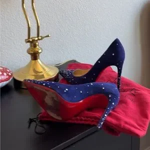 Red Royal Blue Louboutin Heels NEW Christian Louboutin Floral